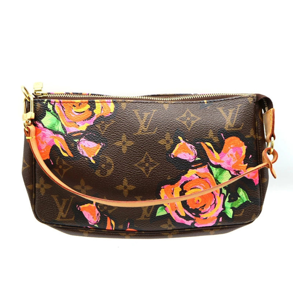 Louis Vuitton Pochette Accessoires Pouch Monogram Canvas Leather Rose Pink Brown